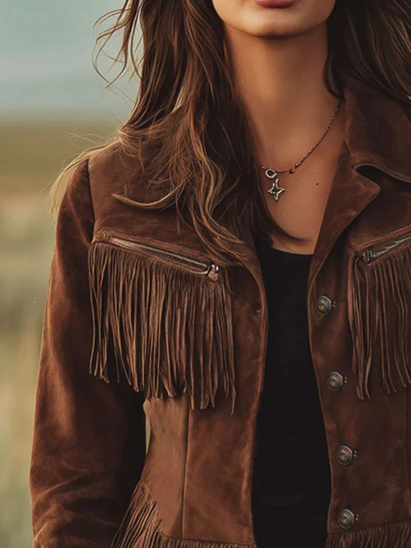 Suede Fringe Button Up Jacket