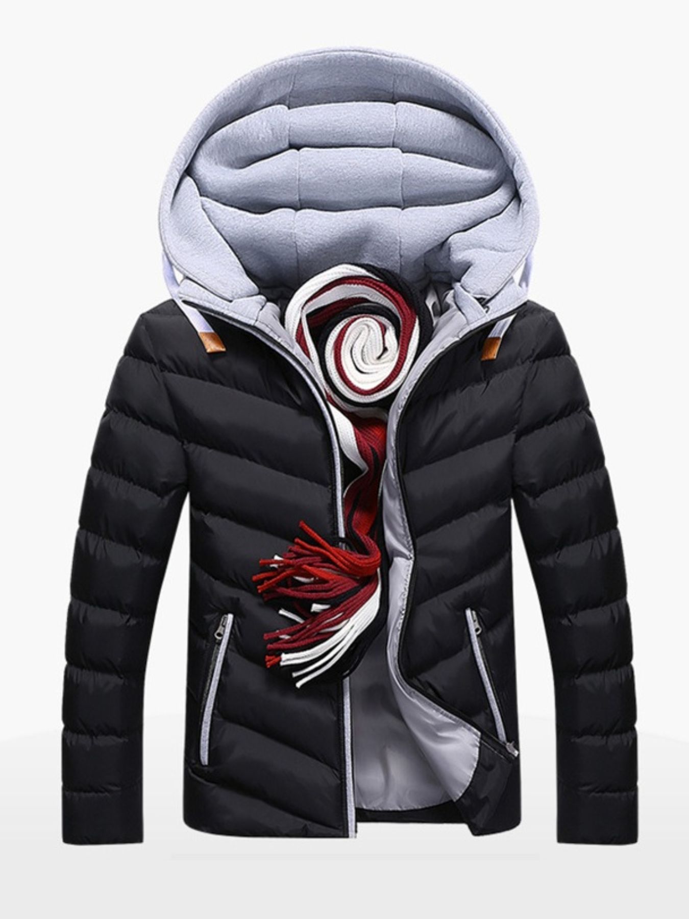Men's Plus Size Zip Up Hooded Padded Puffer Jacket