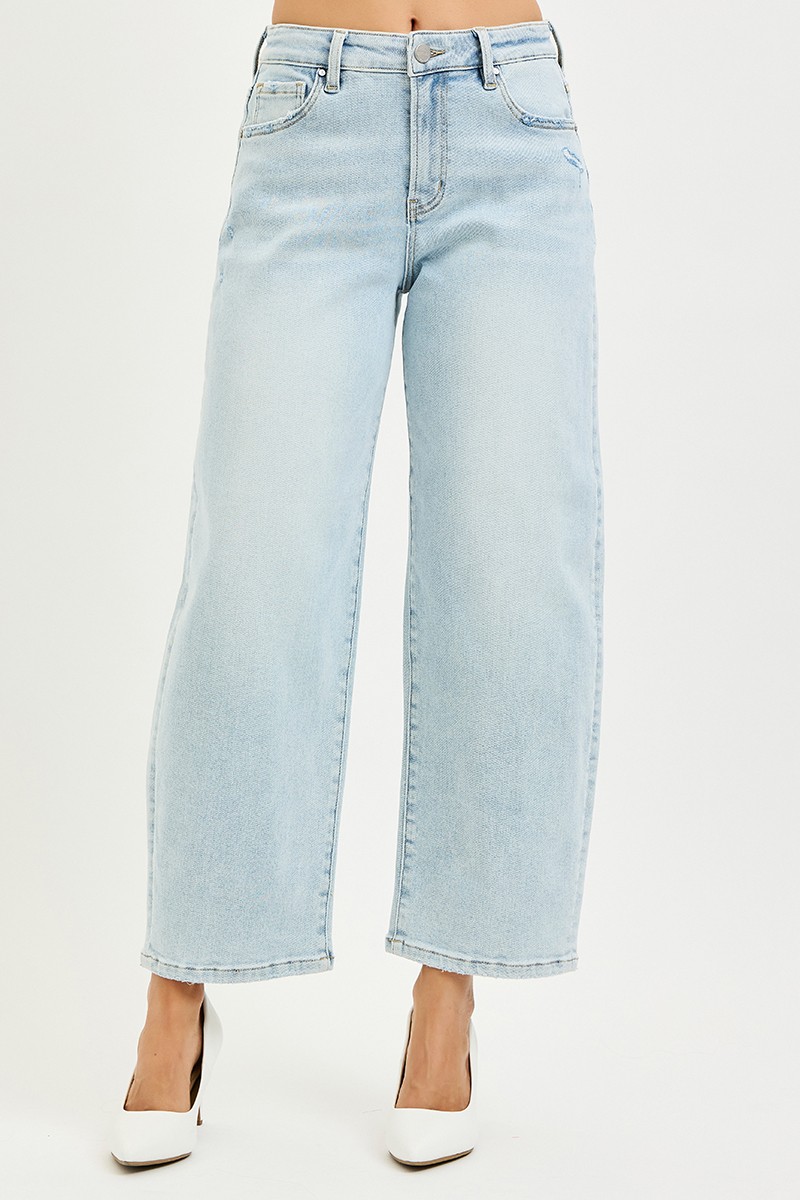 High Rise Crop Barrel Jeans