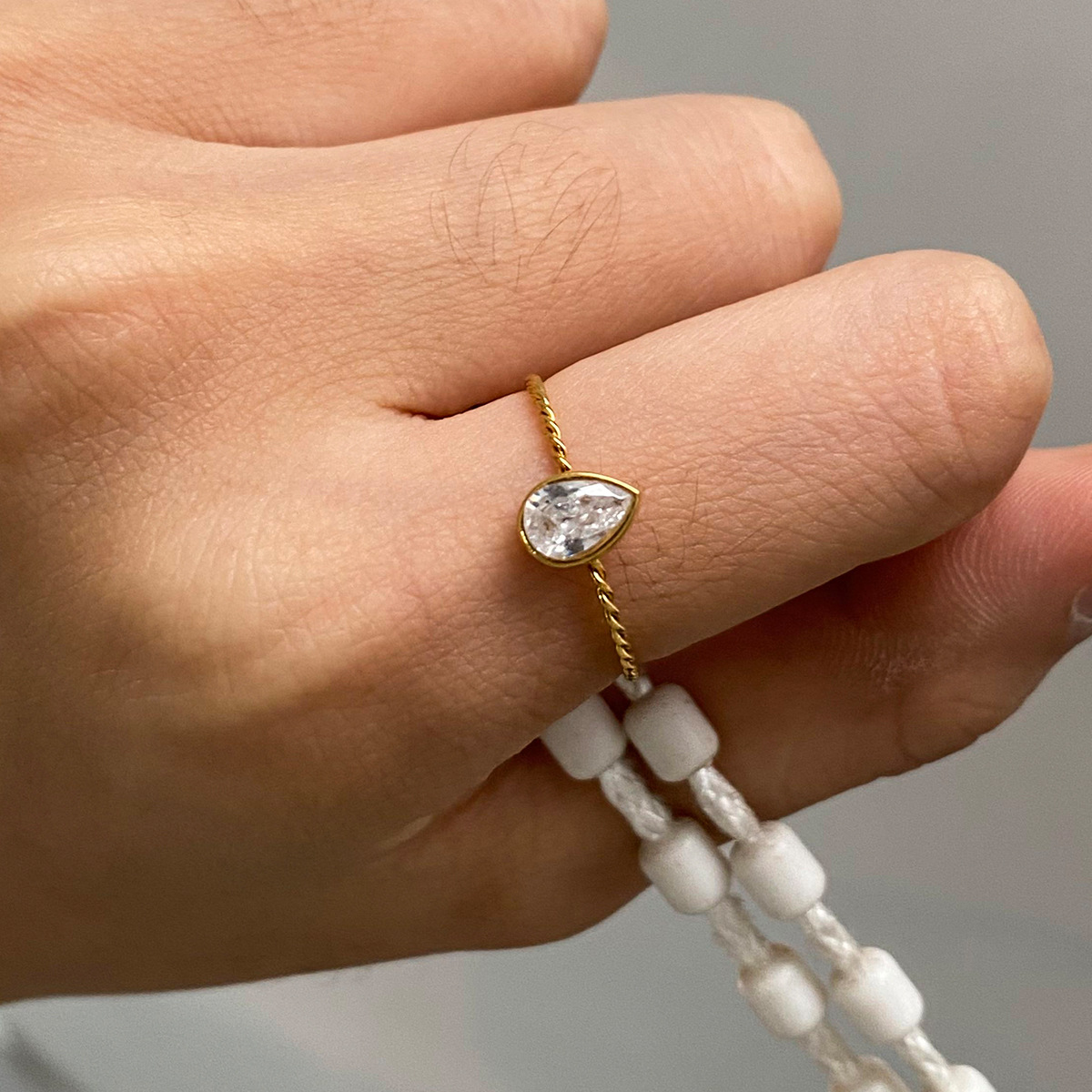 3 Piece Stainless Steel Rhinestone Sunburst Crown Ring