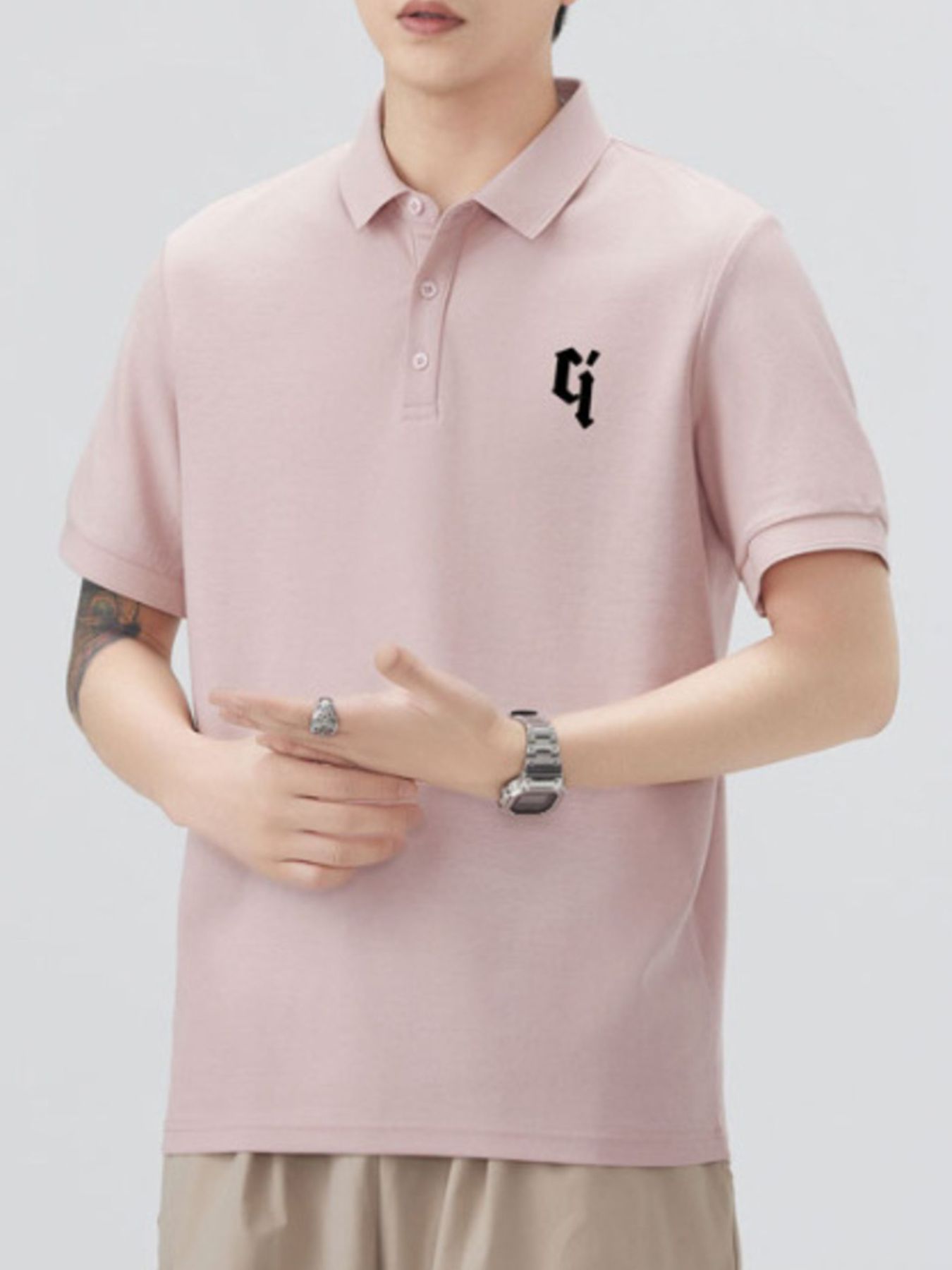 Men's Plus Size Button Detail Short Sleeve Polo