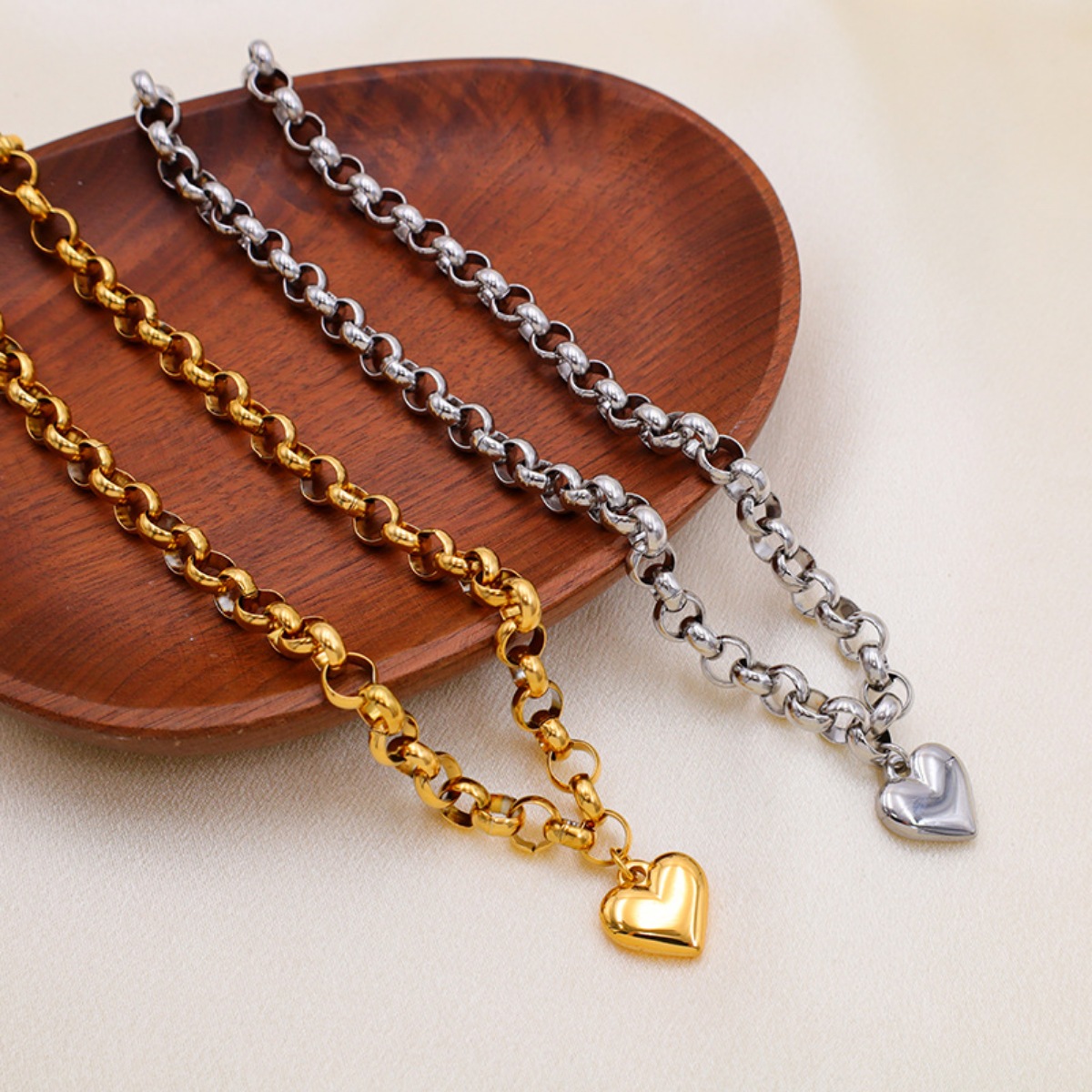 Heart Pendant Toggle Clasp Chain Necklace