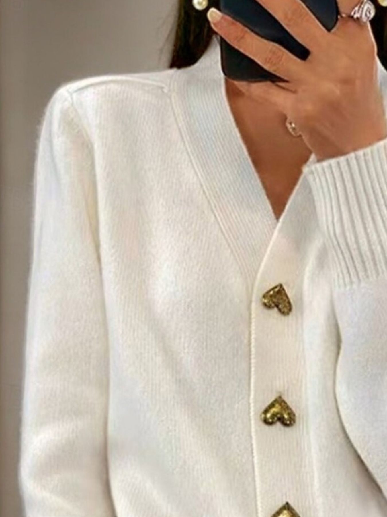 Full Size Heart-Button Knit Cardigan Plus Size