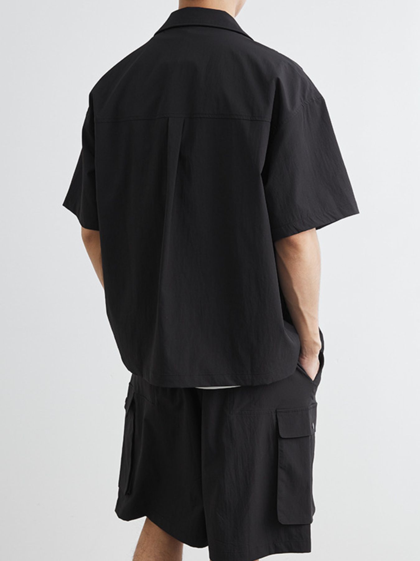 Men's Plus Size Button Up Short Sleeve Shirt and Shorts Set