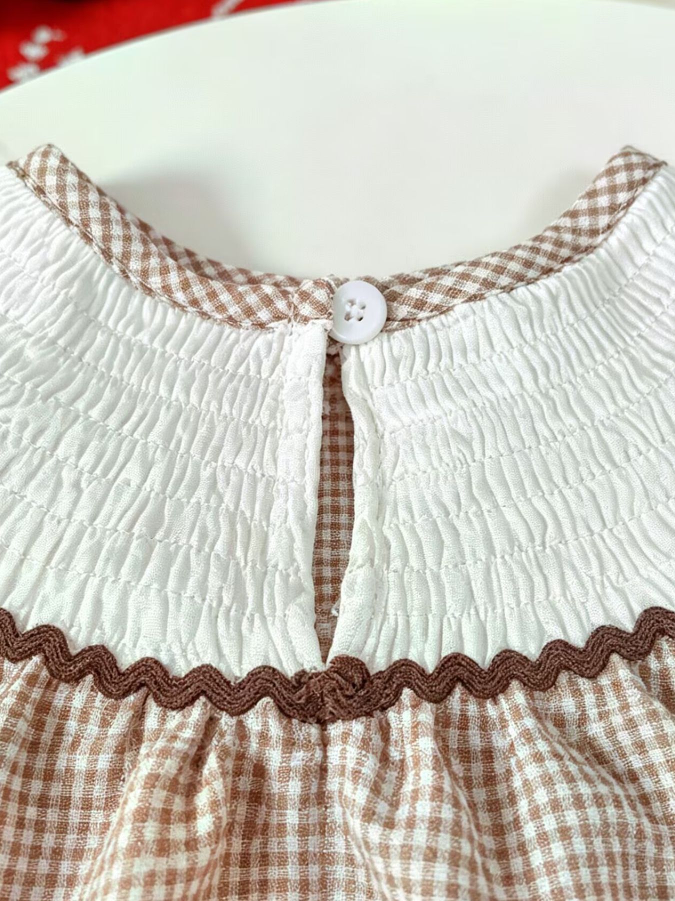 Children's Gingham Football Puff Sleeve Dress 5