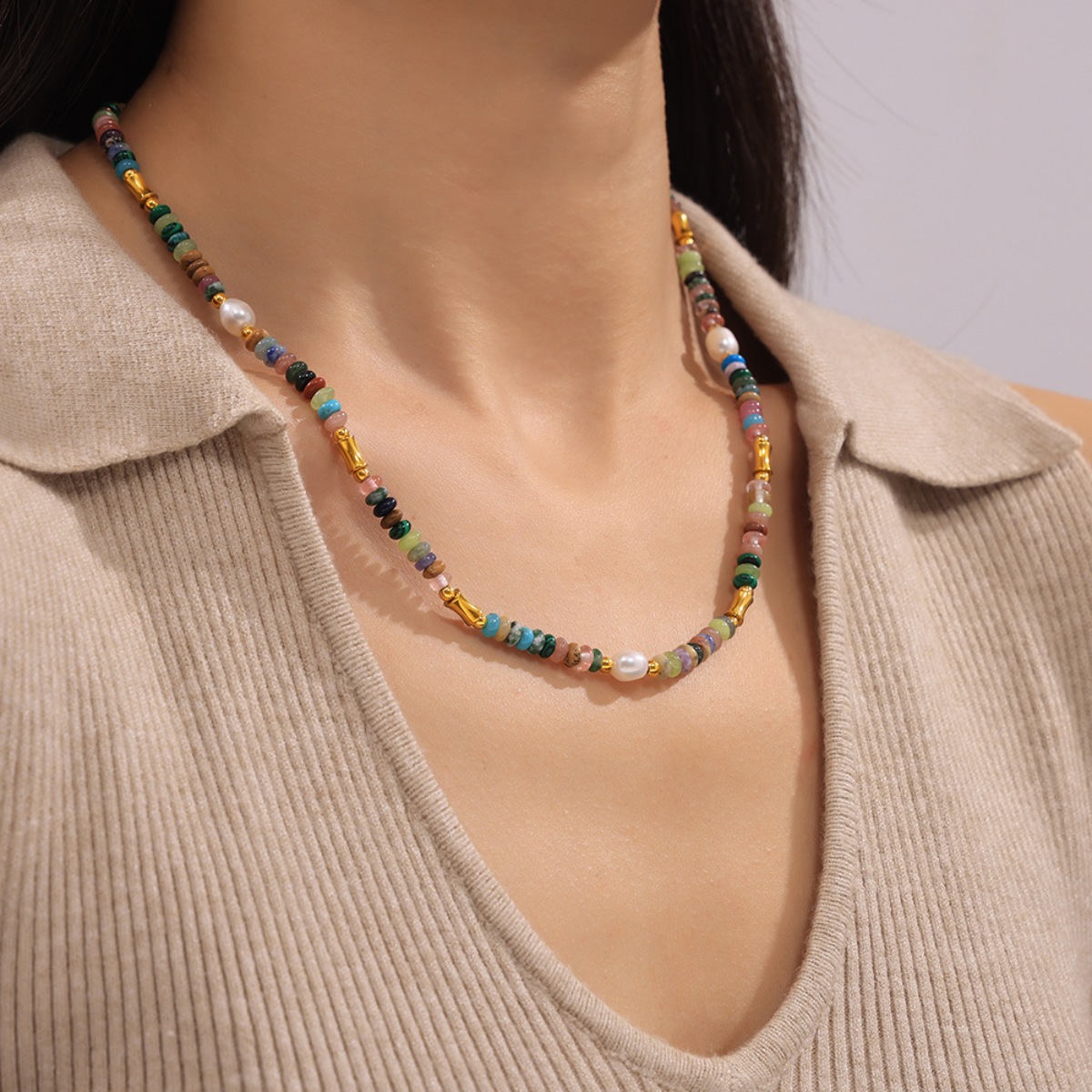 Bohemian Natural Stone Pearl Beaded Jewelry Set