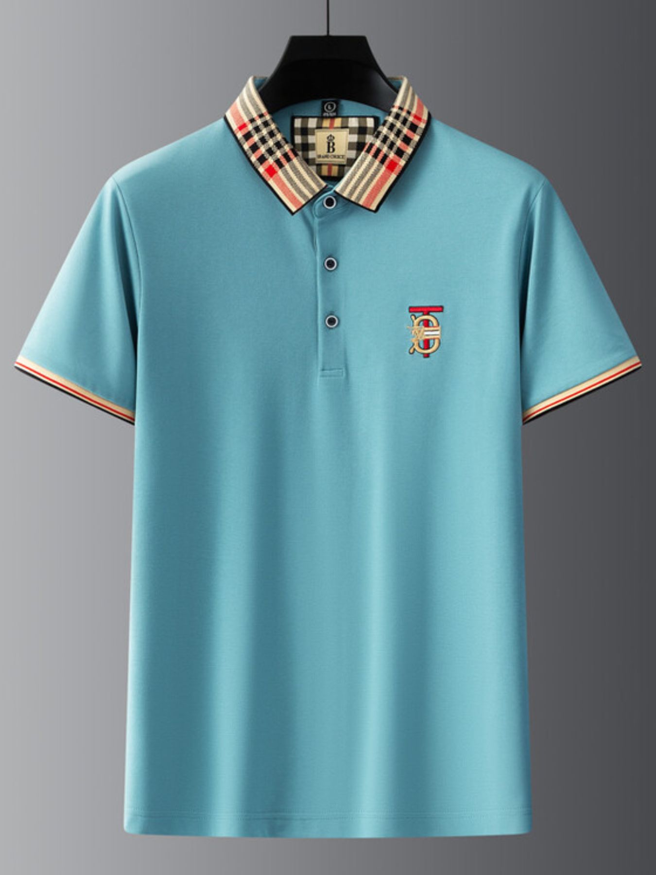 Men's Plus Size Classic Plaid Collar Casual Polo Shirt