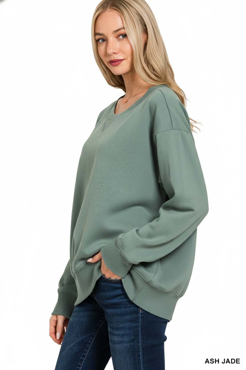Fleece Boat Neck Sweatshirt