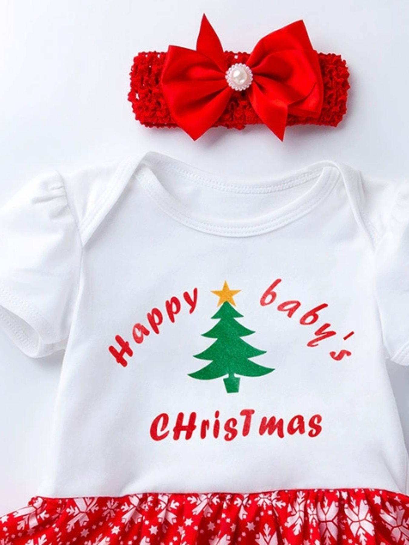 Children's Christmas One Piece Dress with Headband