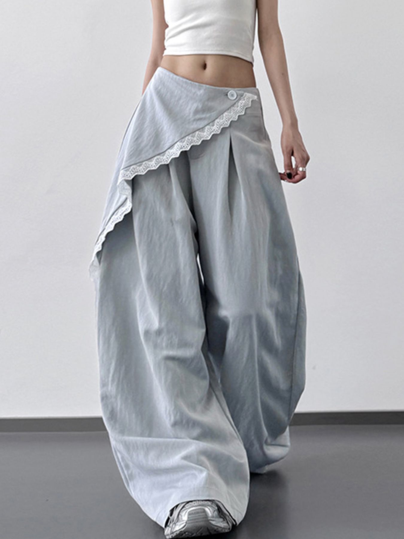 Lace Detail Wide Leg Pants