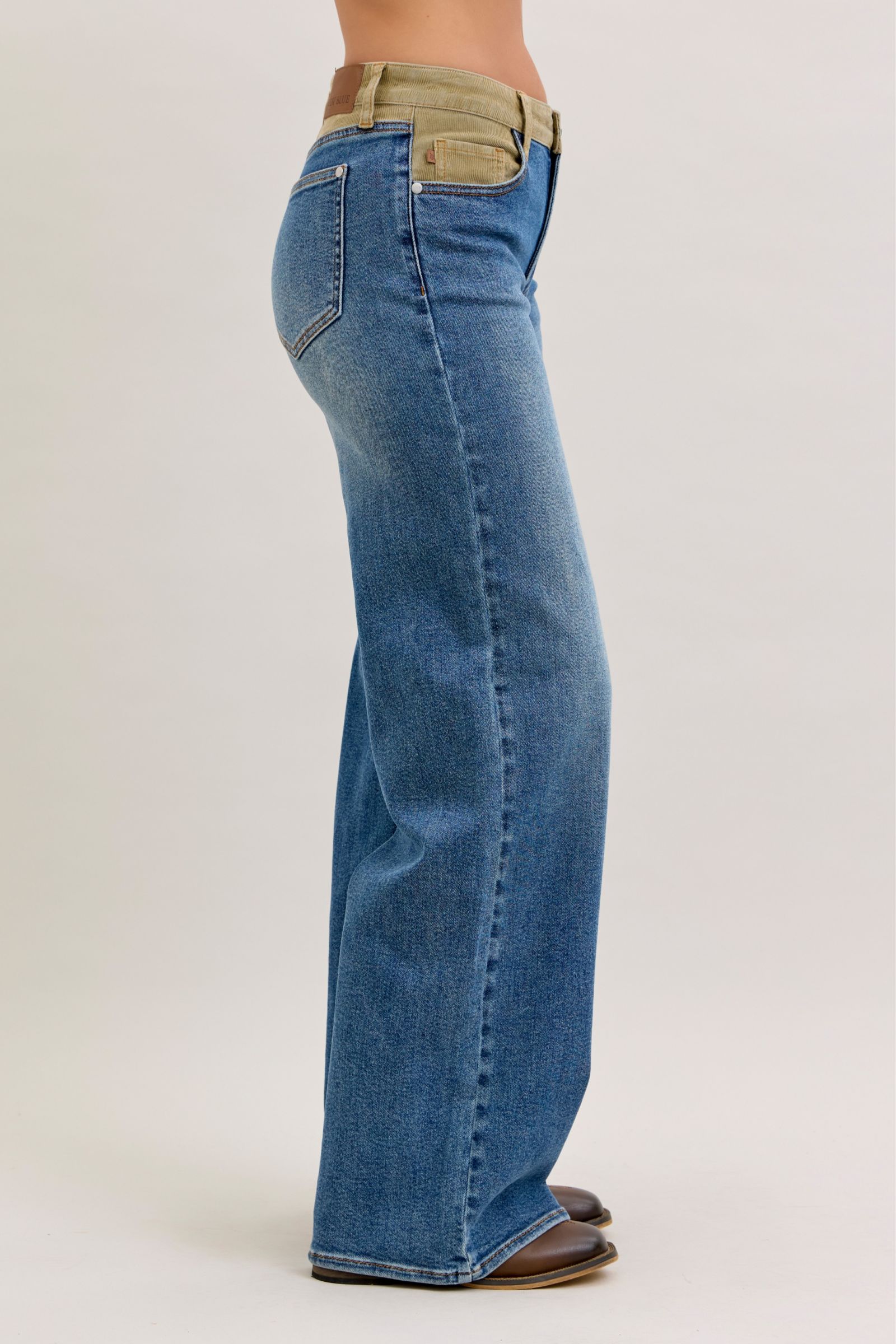 MR Column Straight Jeans with Corduroy Waist