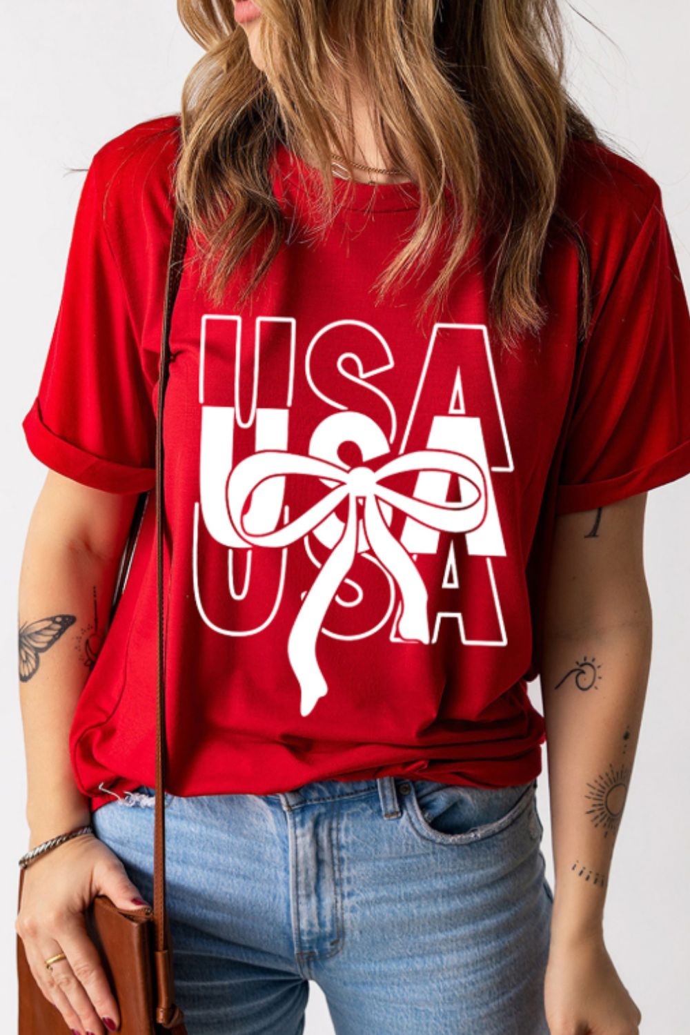 Patriotic USA Bow Graphic T-Shirt