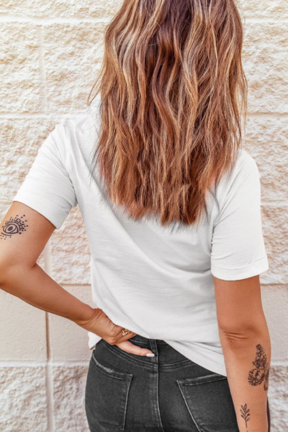 Star Floral American Flag Printed T Shirt