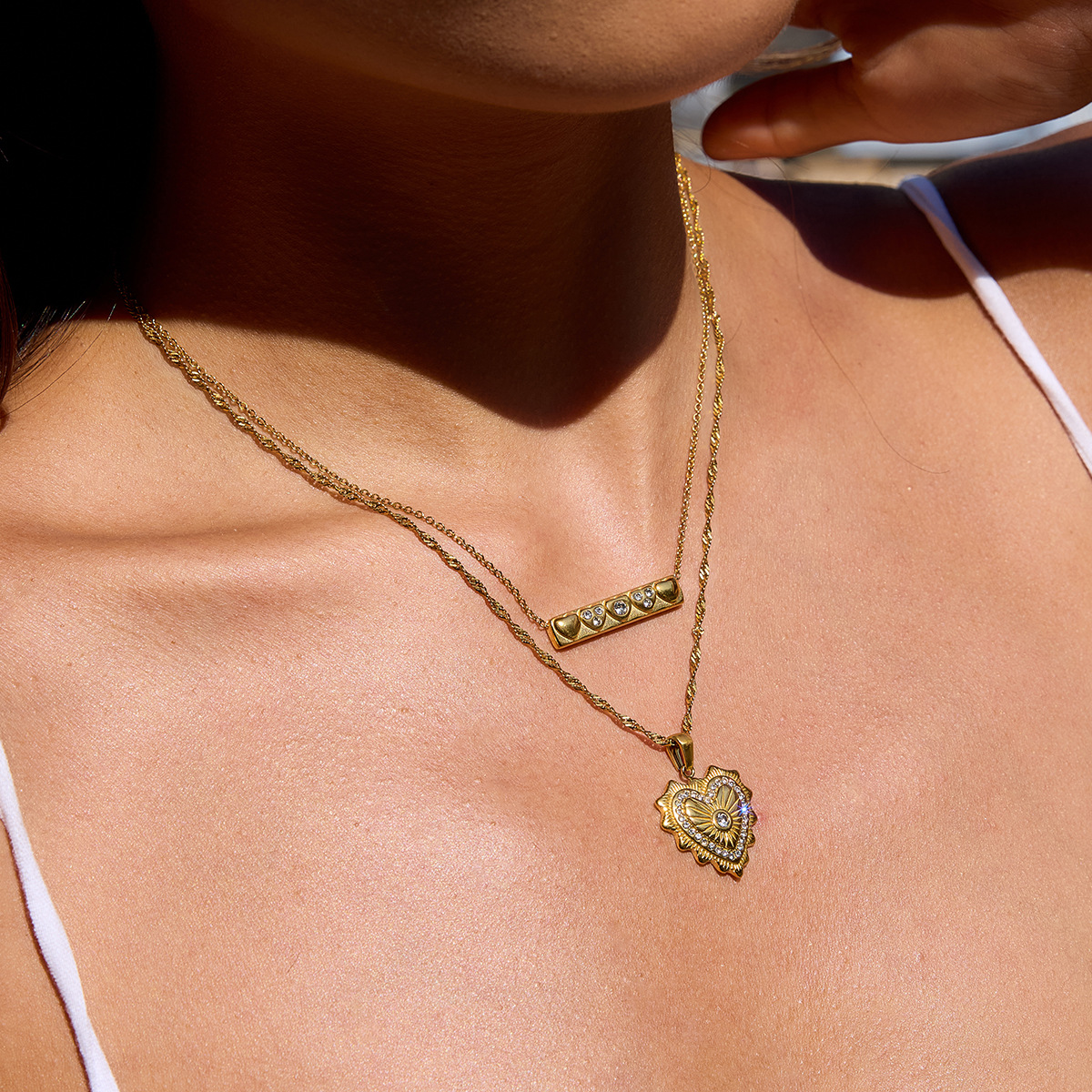 18K Gold-Plated Zircon Pendant Necklace