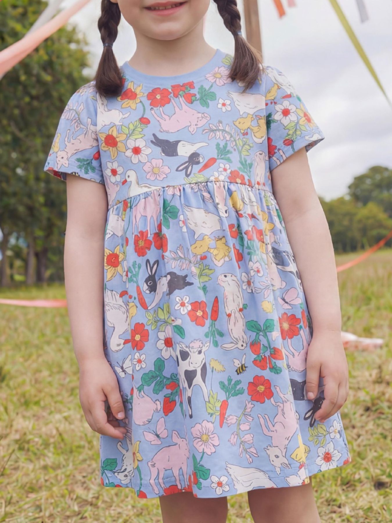 Children's Farm Animal Print Dress 1
