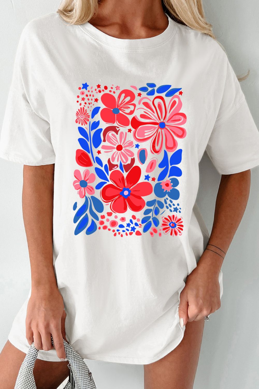 Flower Graphic Round Neck Short Sleeve T-Shirt