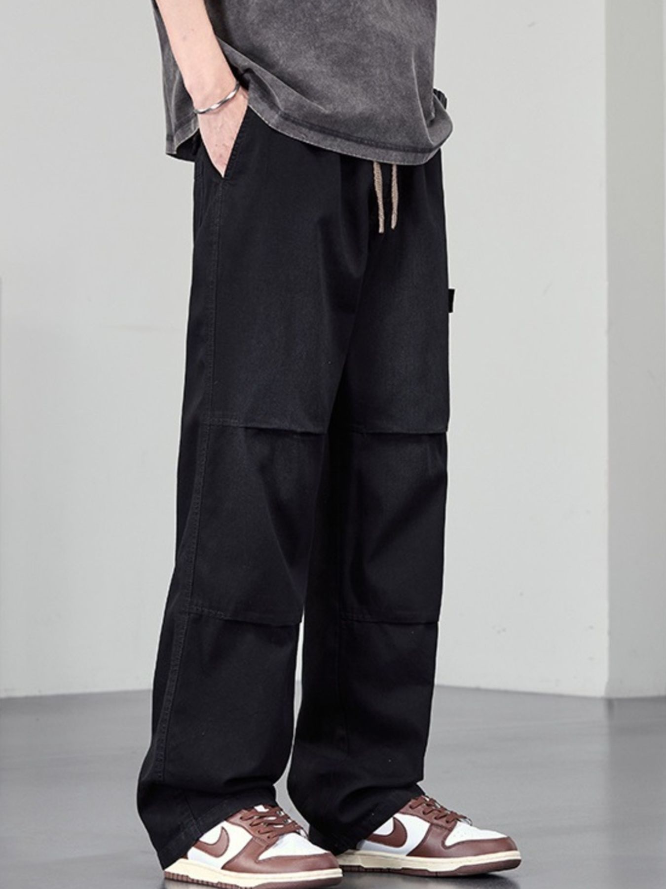 Men's Plus Size Wide Leg Drawstring Jeans