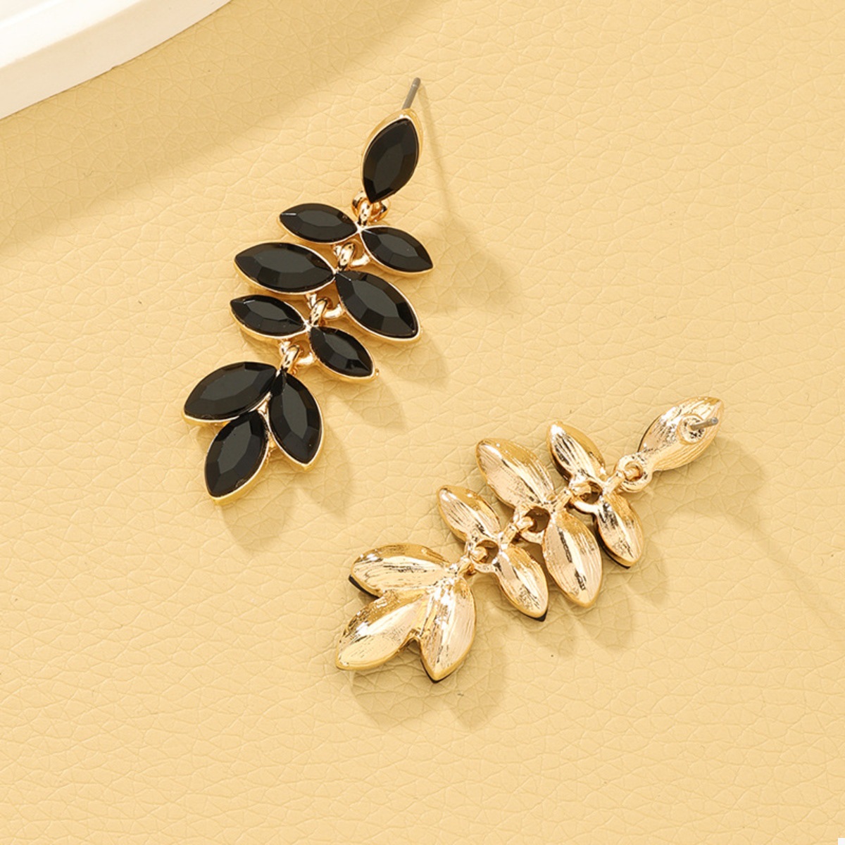 18K Gold-Plated Alloy Resin Leaf Drop Earrings