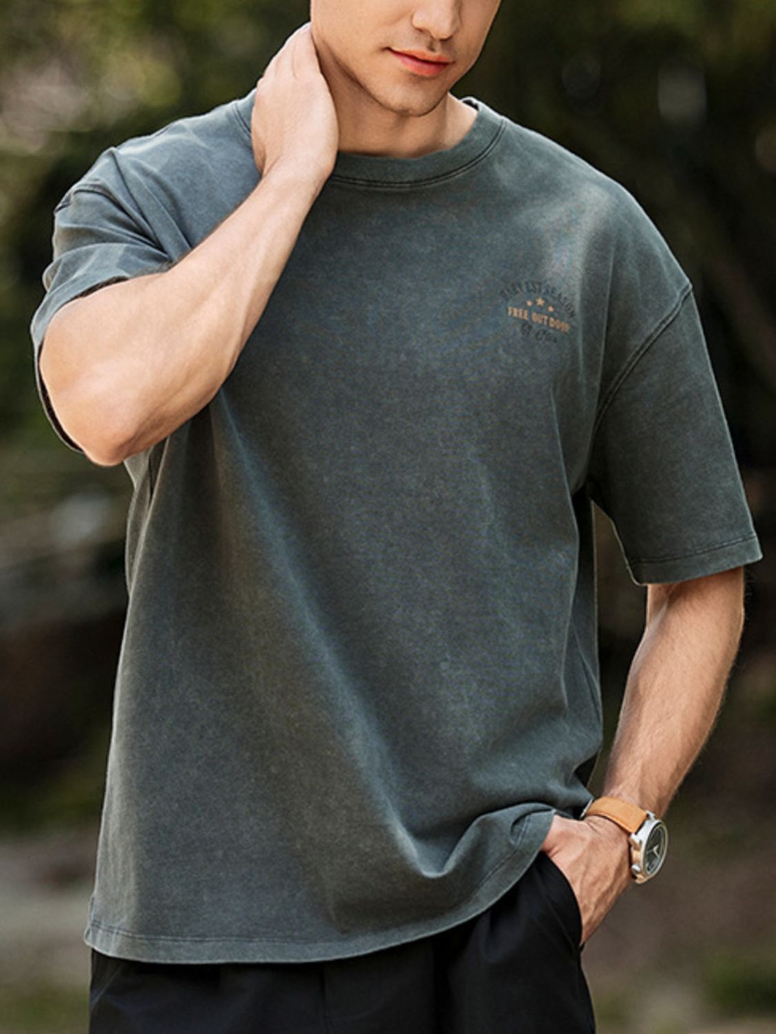 Men's Plus Size Graphic Round Neck T-Shirt