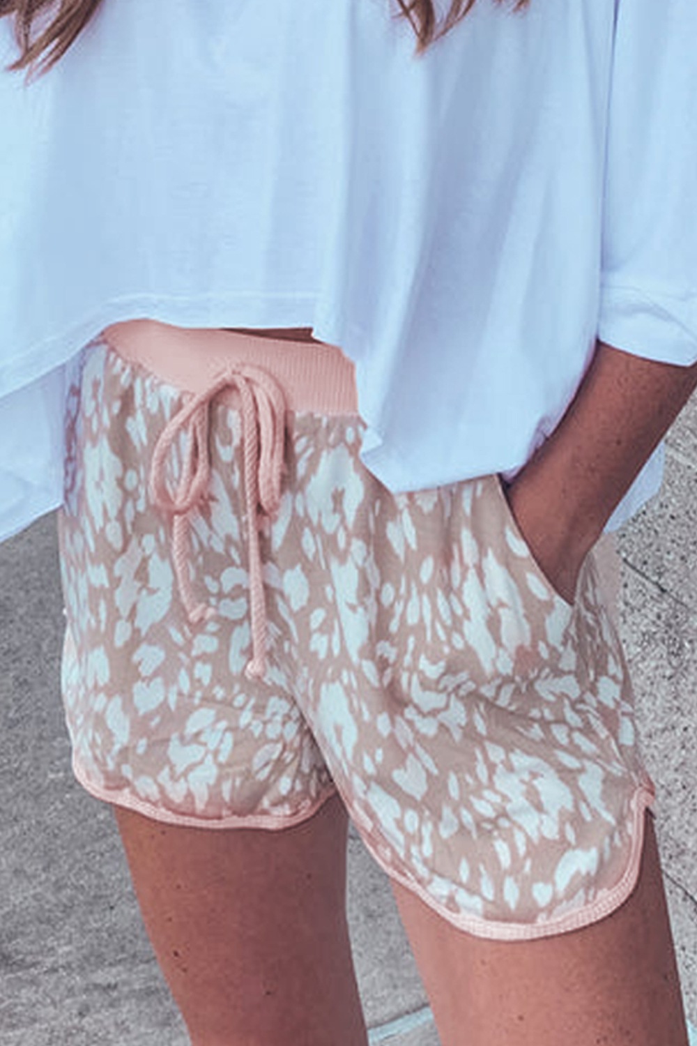 Abstract Print Drawstring Casual Shorts