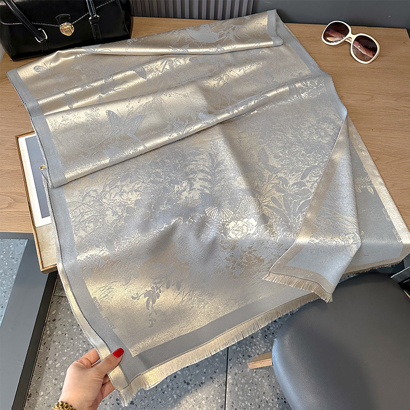 Butterfly Print Raw Hem Scarf