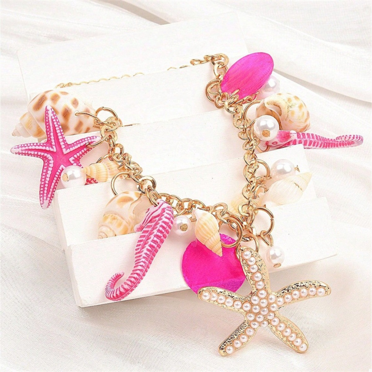 Ocean Charm Shell Starfish Statement Necklace