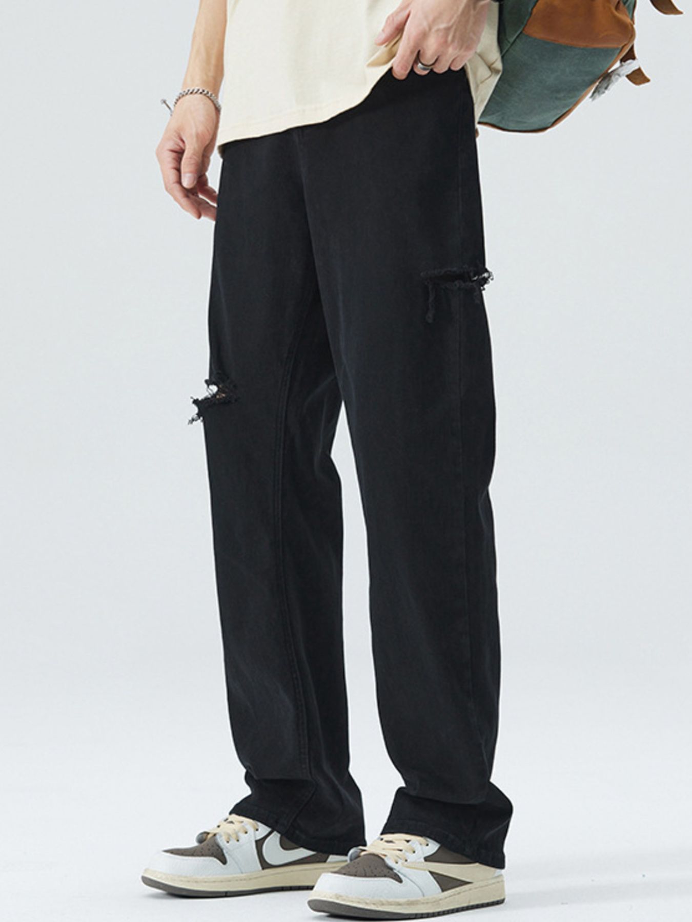 Men's Full Size Distressed Loose Fit Jeans Plus Size