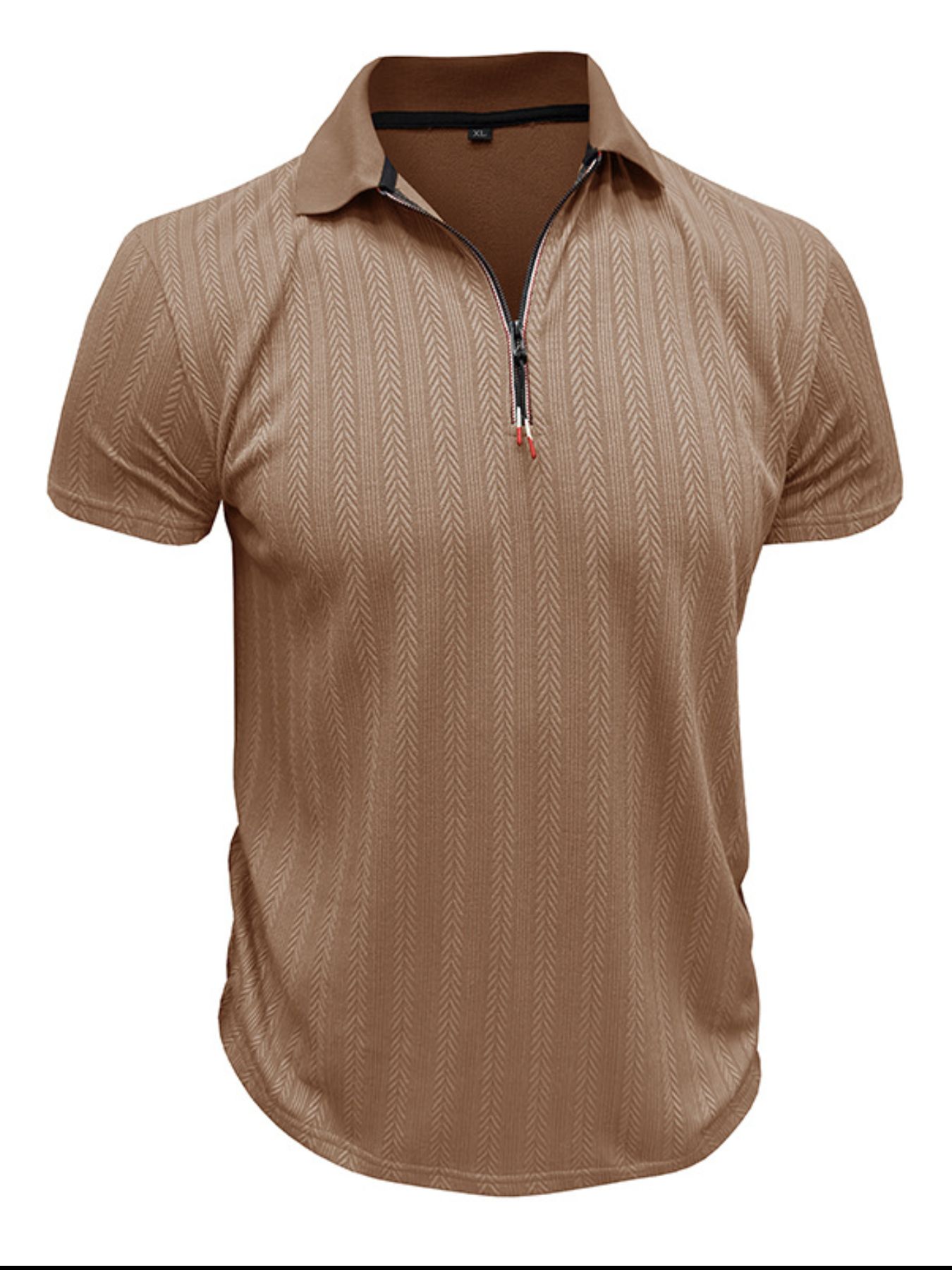 Men's Textured Quarter-Zip Polo Shirt