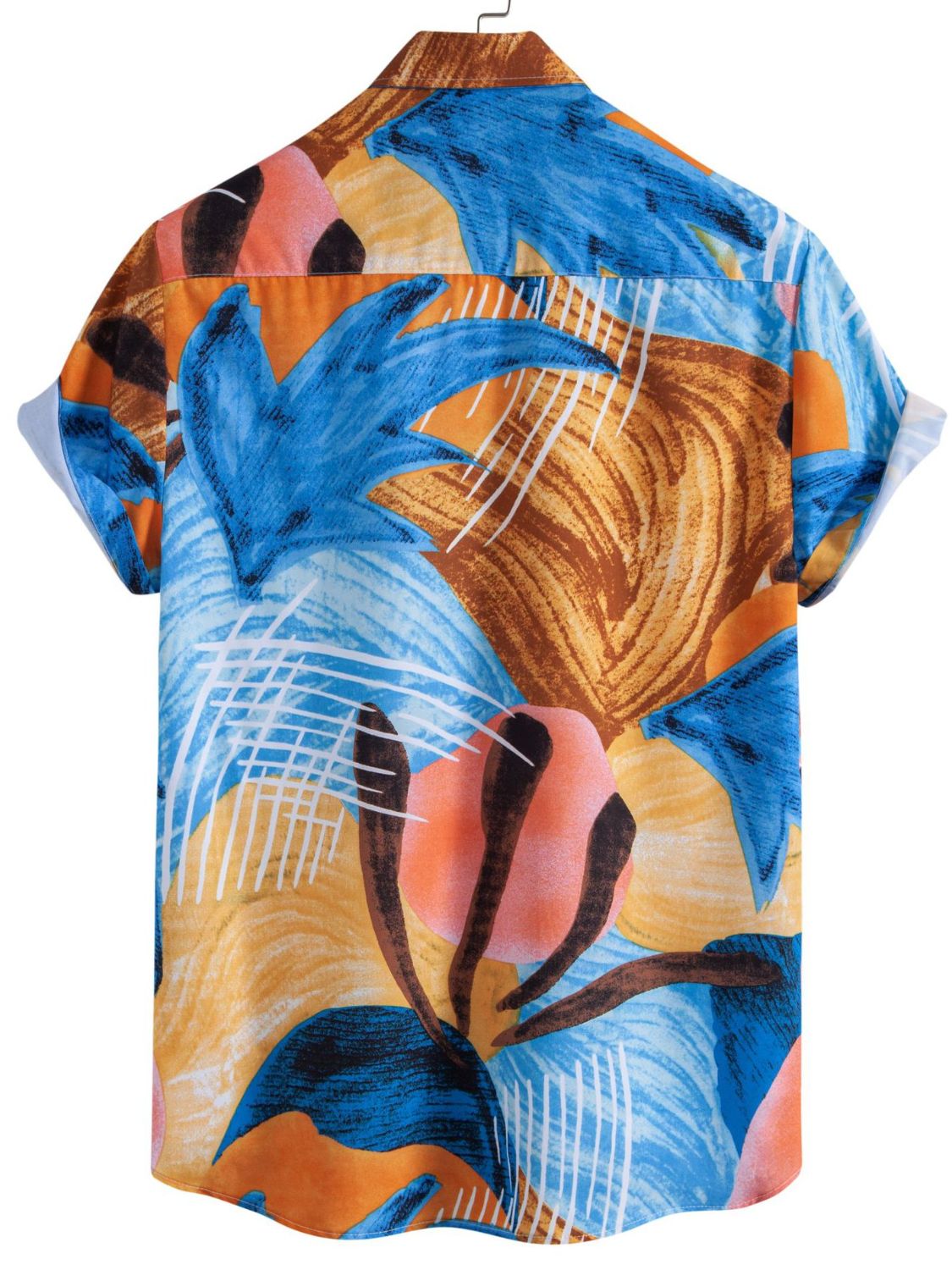 Men's Tropical Print Short Sleeve Button-Up Shirt