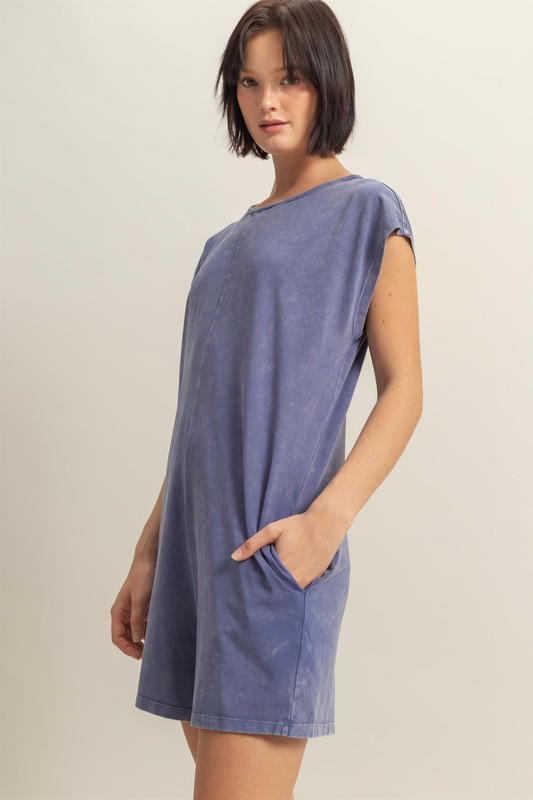 Round Neck Cap Sleeve Relaxed Fit Breezy Romper