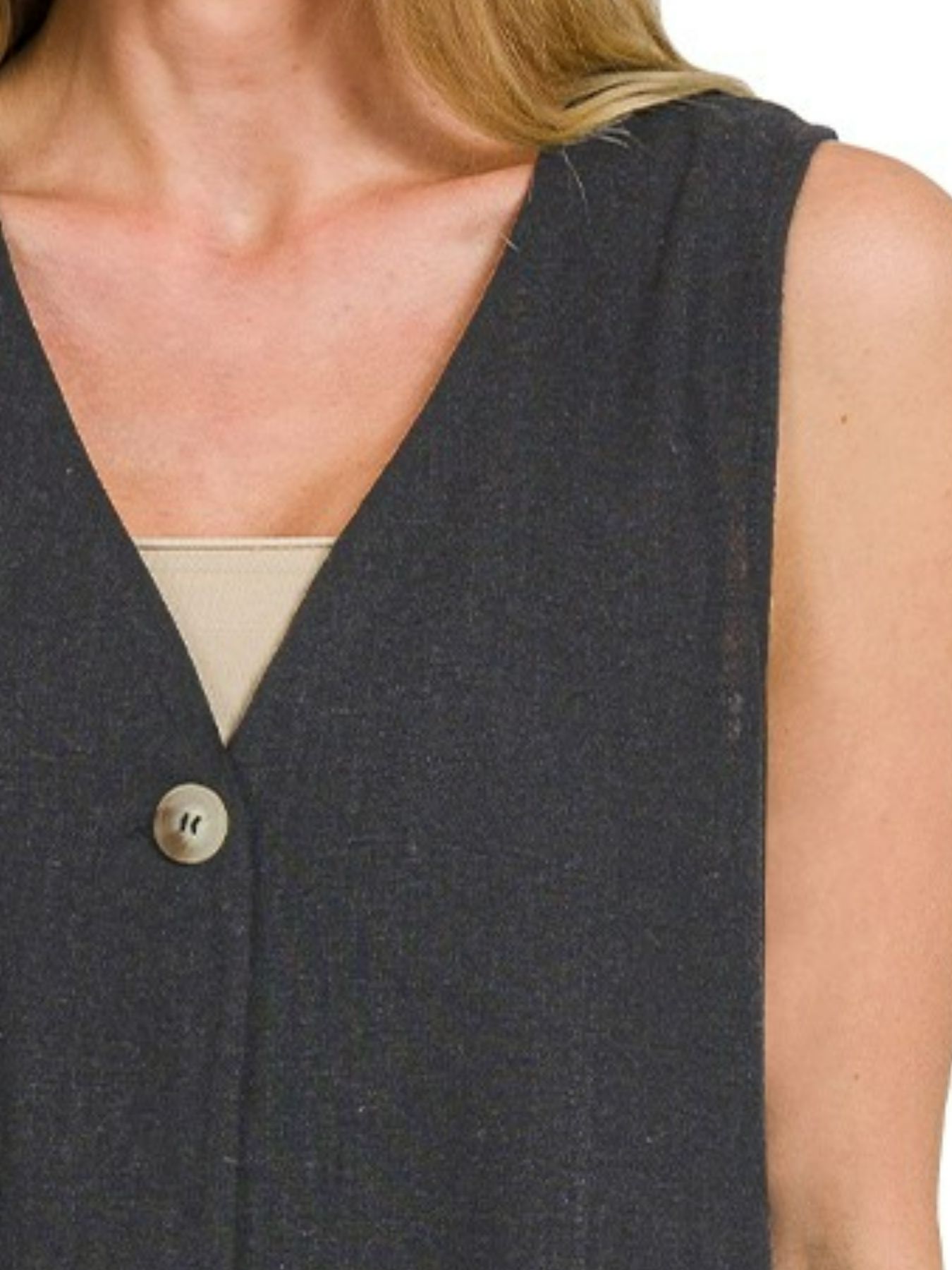 Side Slit Button-Front Vest