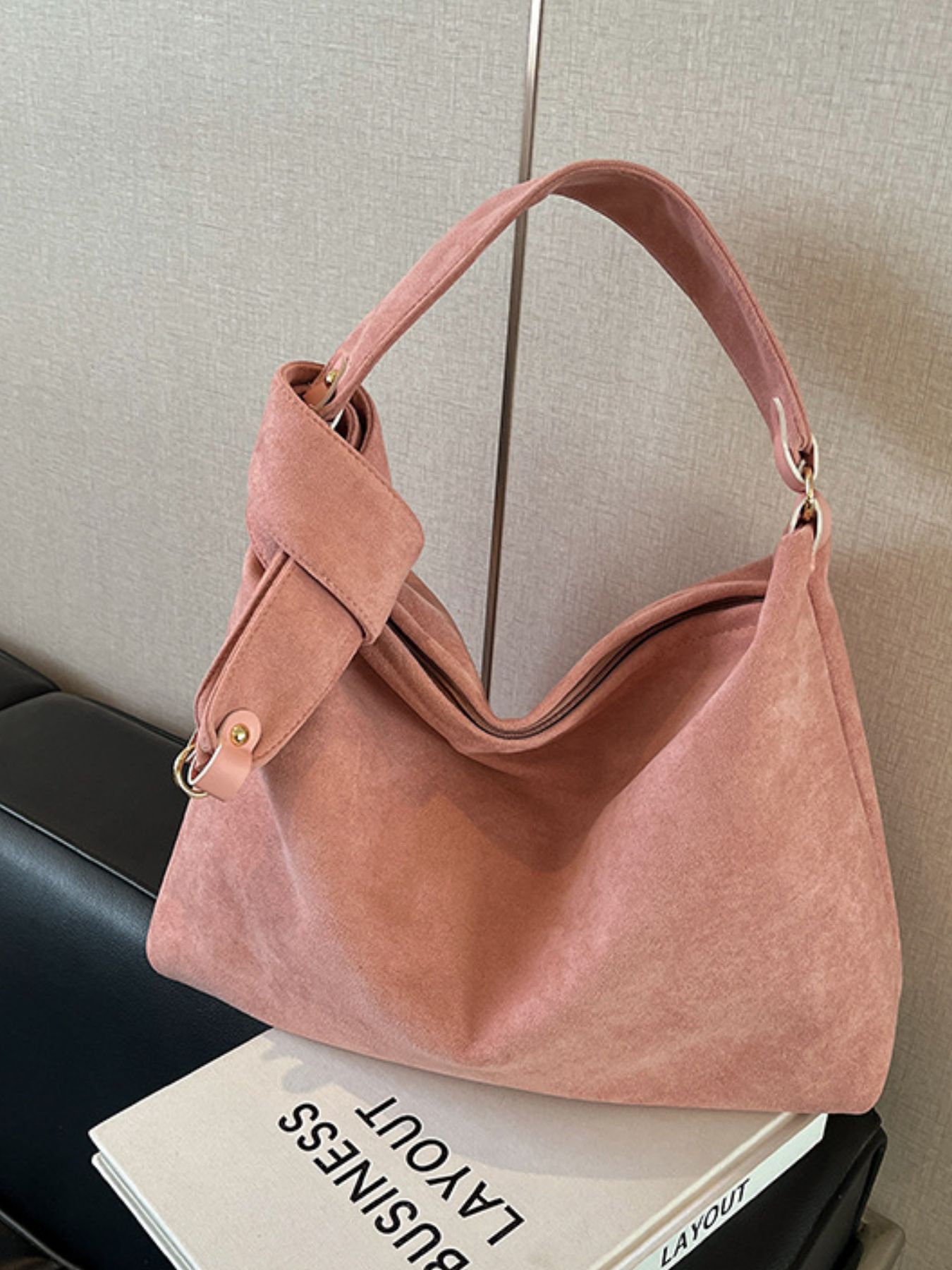 Suede Knot Shoulder Bag