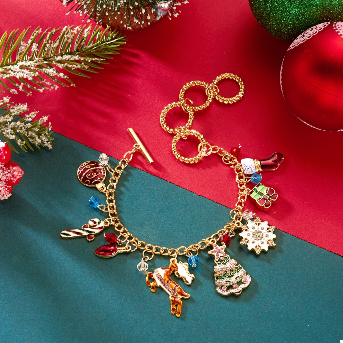18K Gold-Plated Christmas Charm Bracelet