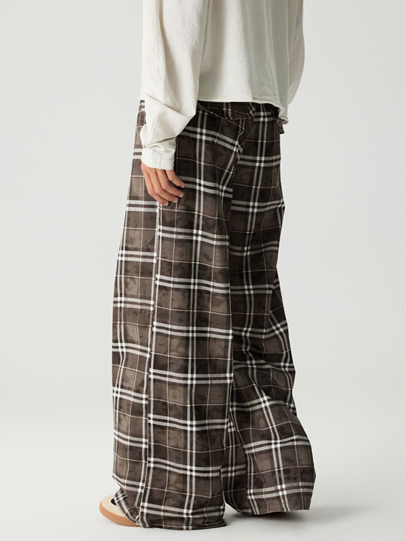 Men's Plaid Wide Leg Pants