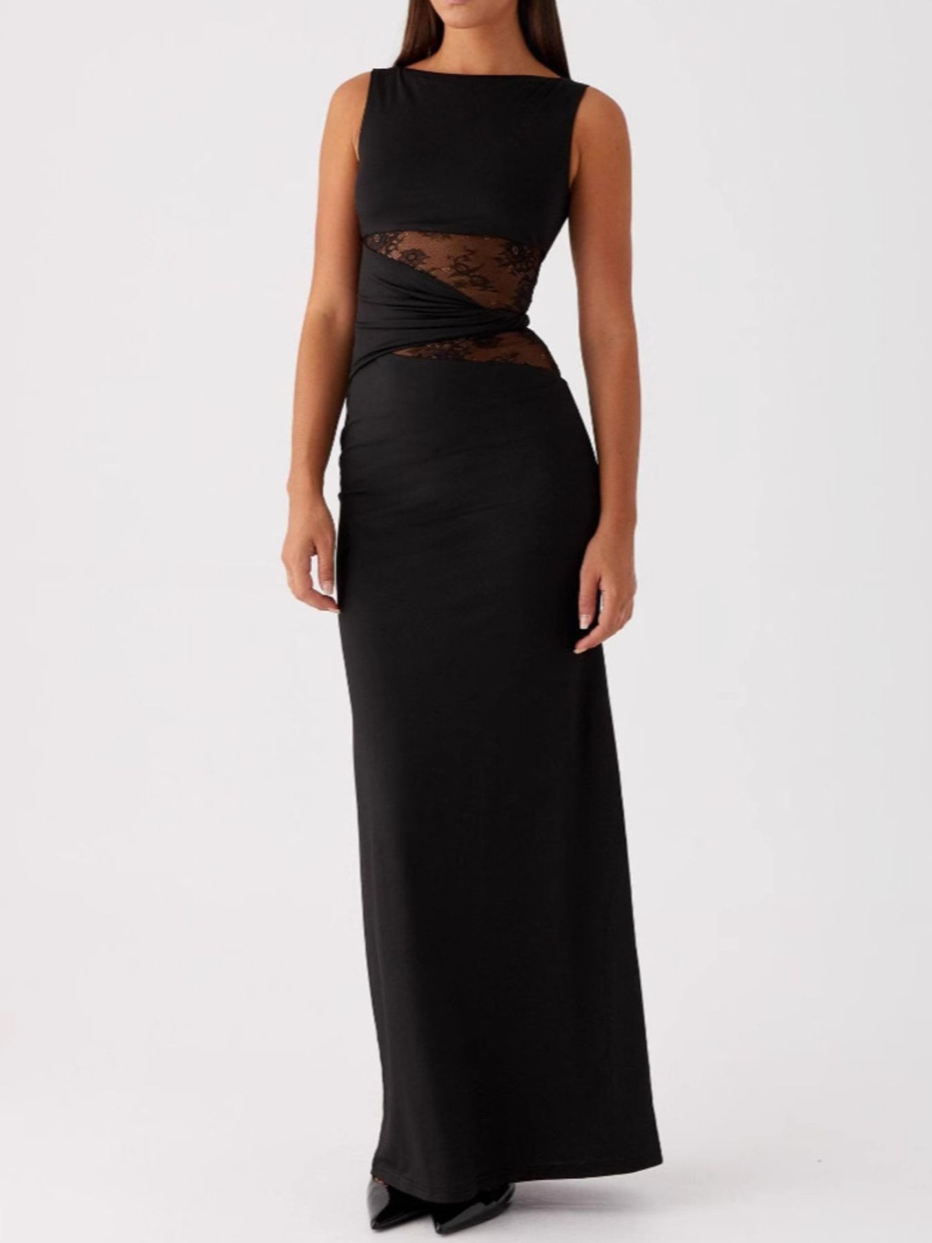 Lace Cutout Sleeveless Maxi Dress