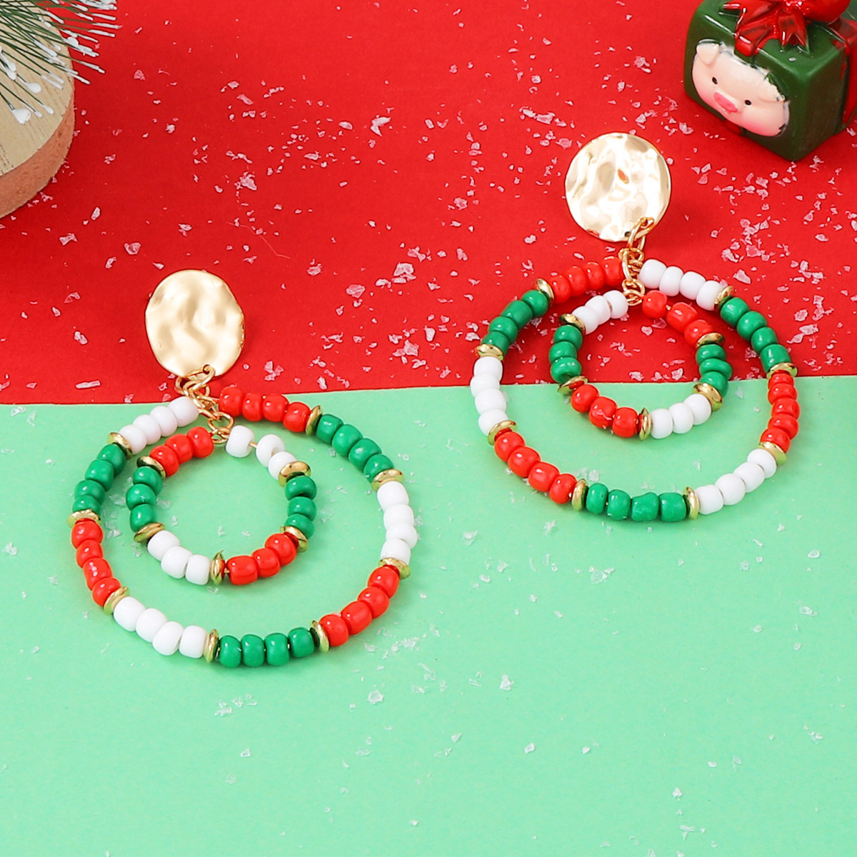 Christmas Beaded Hoop Earrings