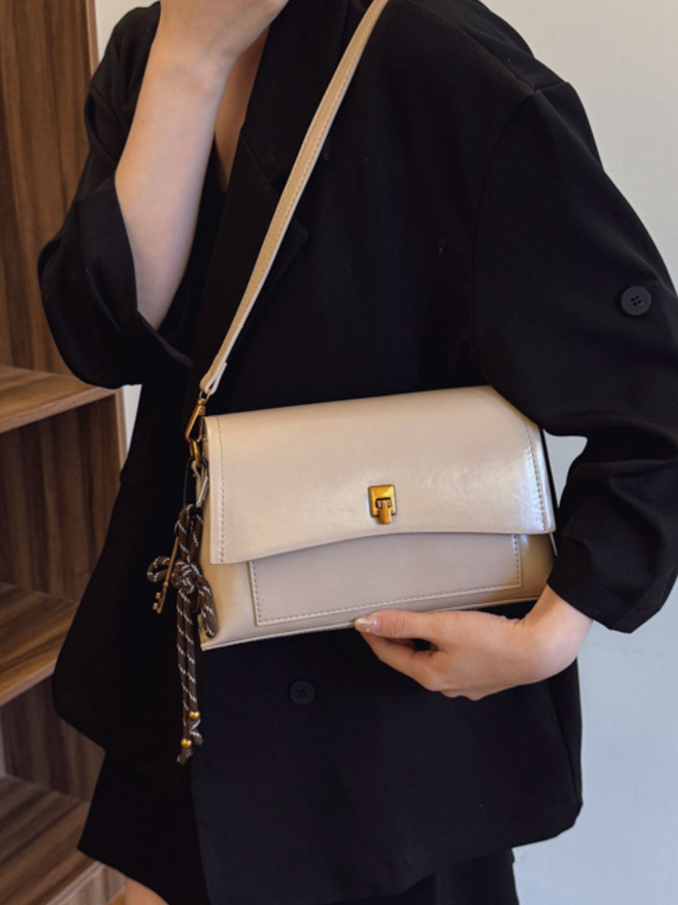 Leather Flap Shoulder Bag