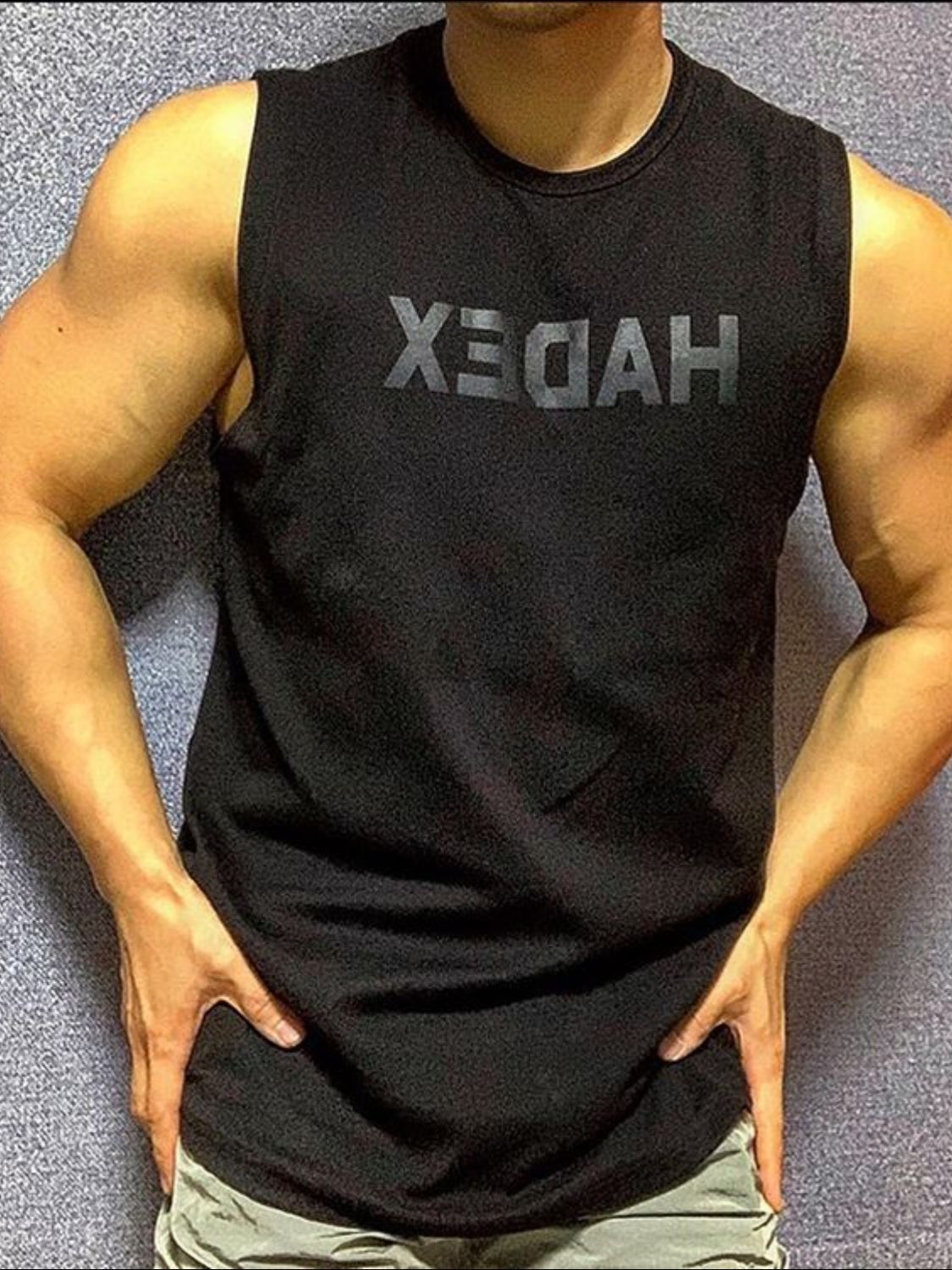 Men's Plus Size Round Neck Letter Graphic Tank