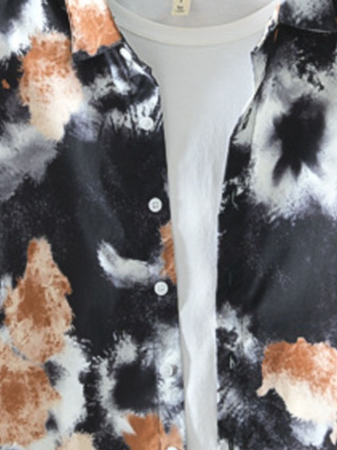 Men's Plus Size Printed Button Up Long Sleeve Shirt