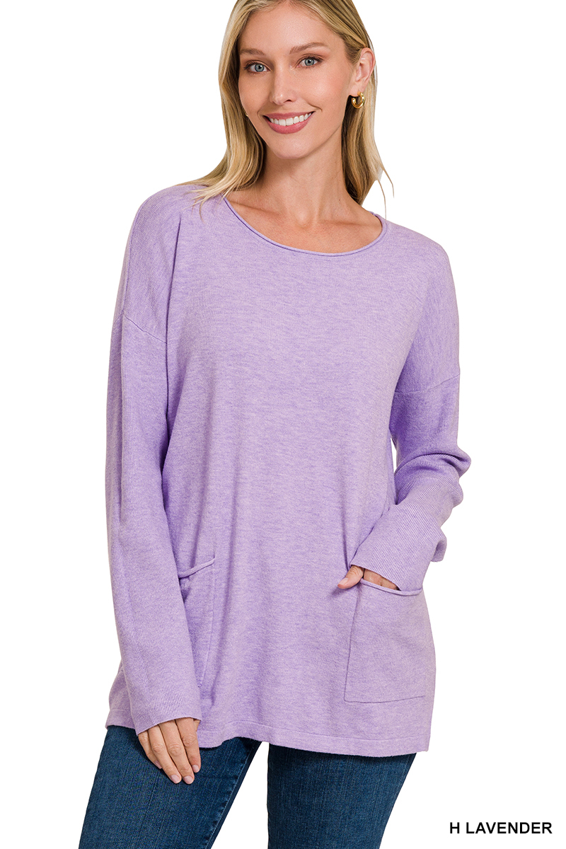 Viscose Long Sleeve Front Pockets Sweater