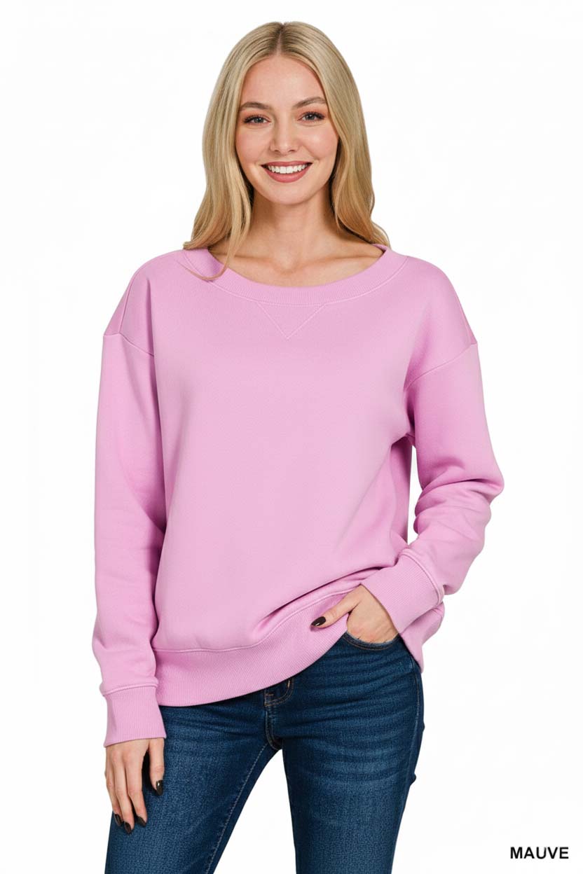 Fleece Boat Neck Sweatshirt