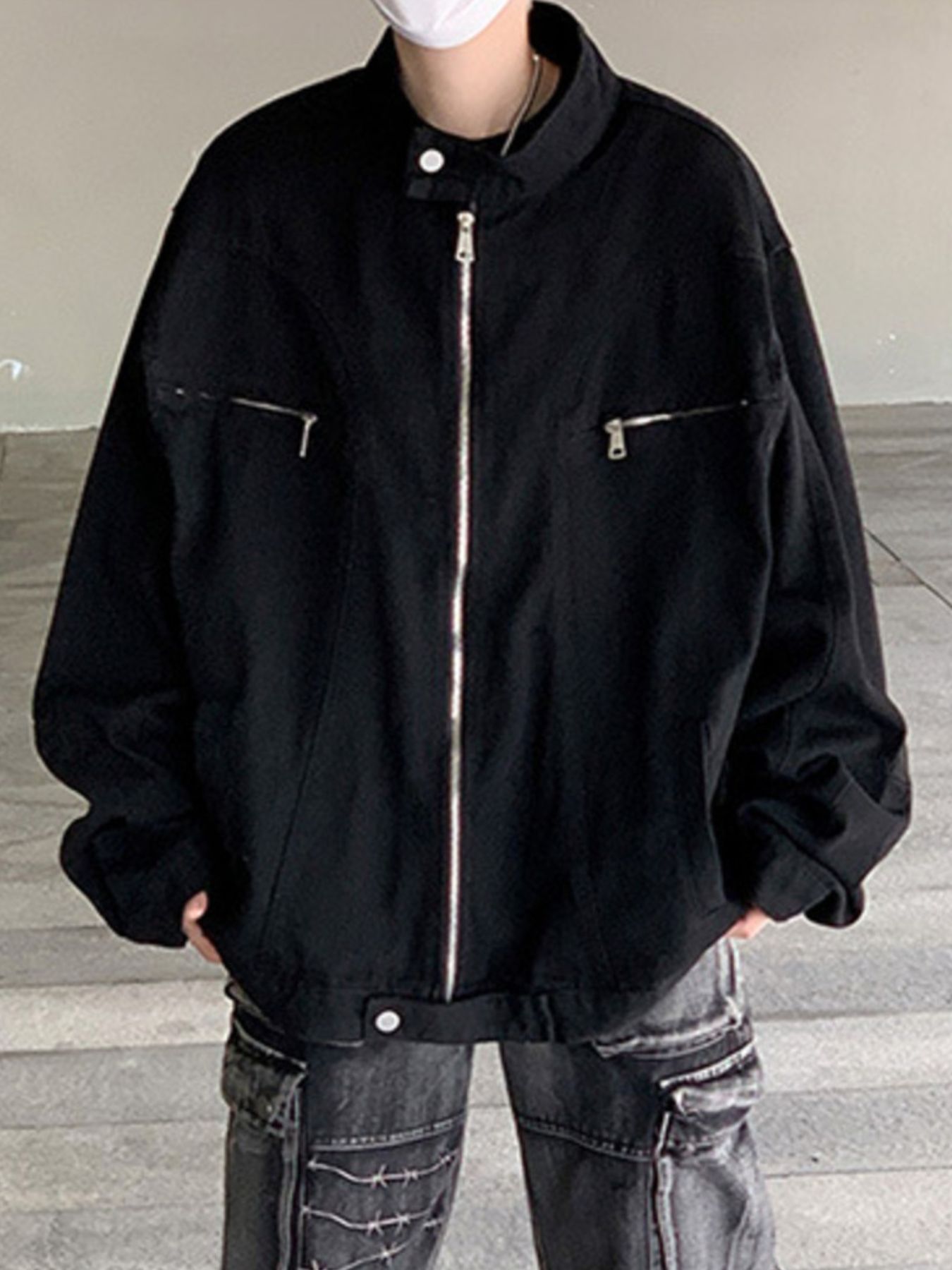 Men's Plus Size Zip Up Oversized Denim Jacket