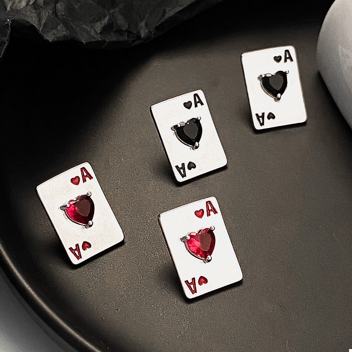 Poker Card Ace of Hearts Stud Earrings