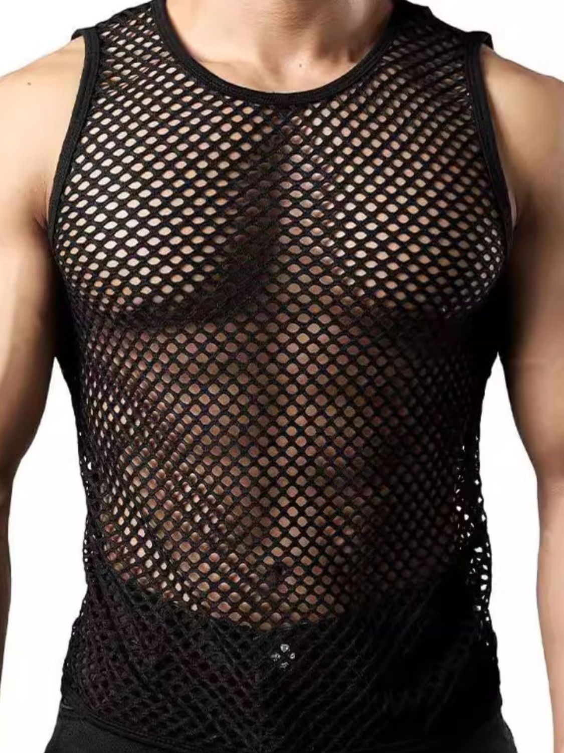 Men's Openwork Round Neck Tank