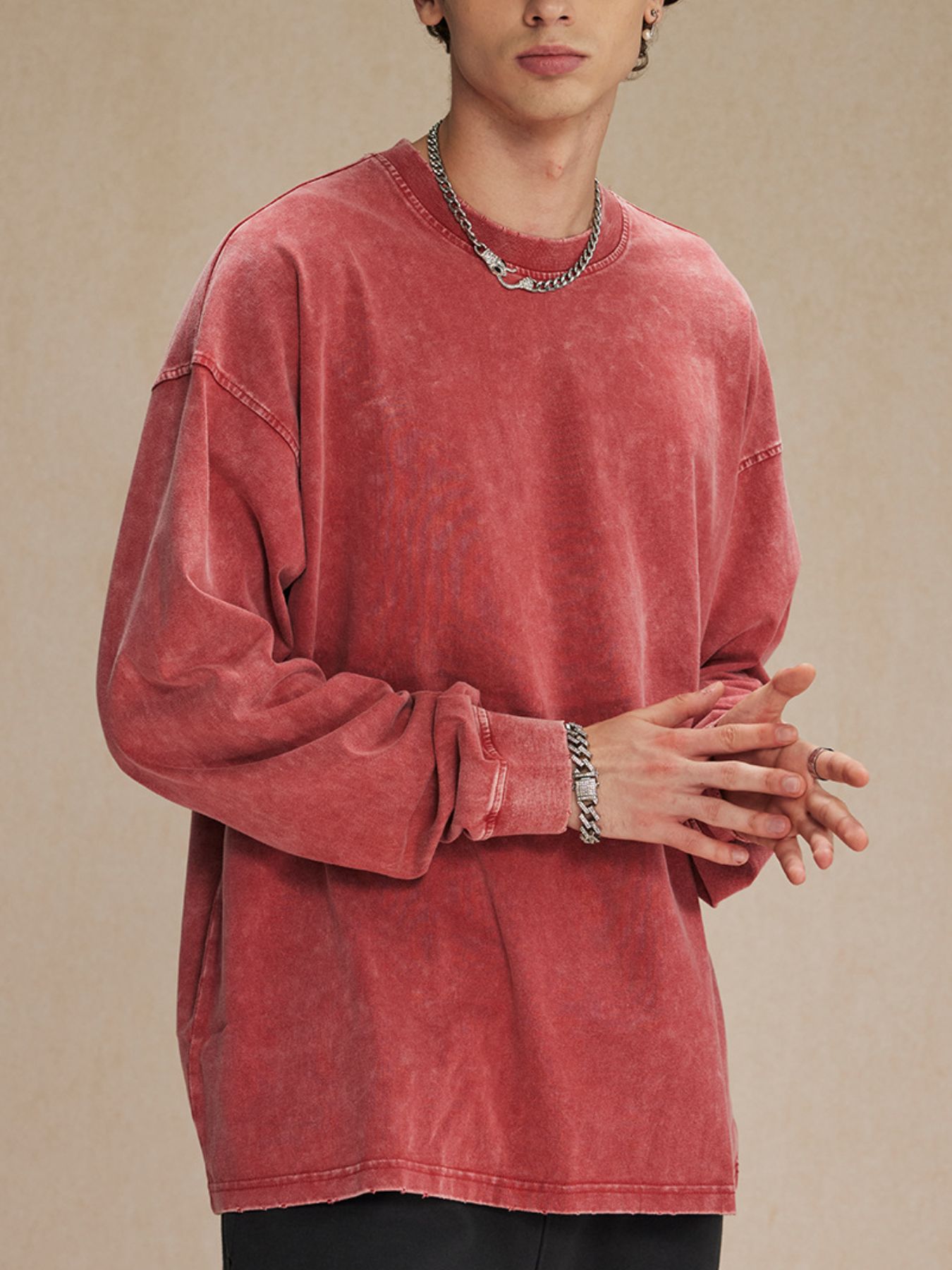Men's Oversized Washed Round Neck T-Shirt