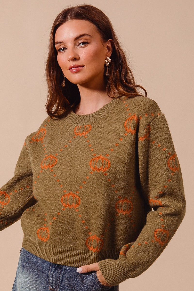 Pumpkin Rhombus Halloween Thanksgiving Sweater