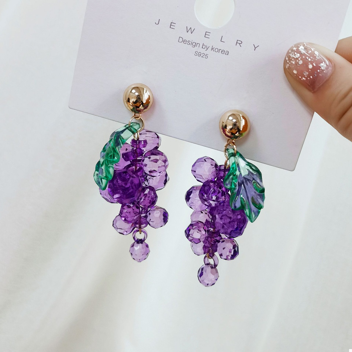 Grape Cluster Beaded Dangle Earrings