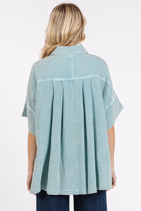 Mineral Wash Gauze Oversized Short Sleeve Shirt