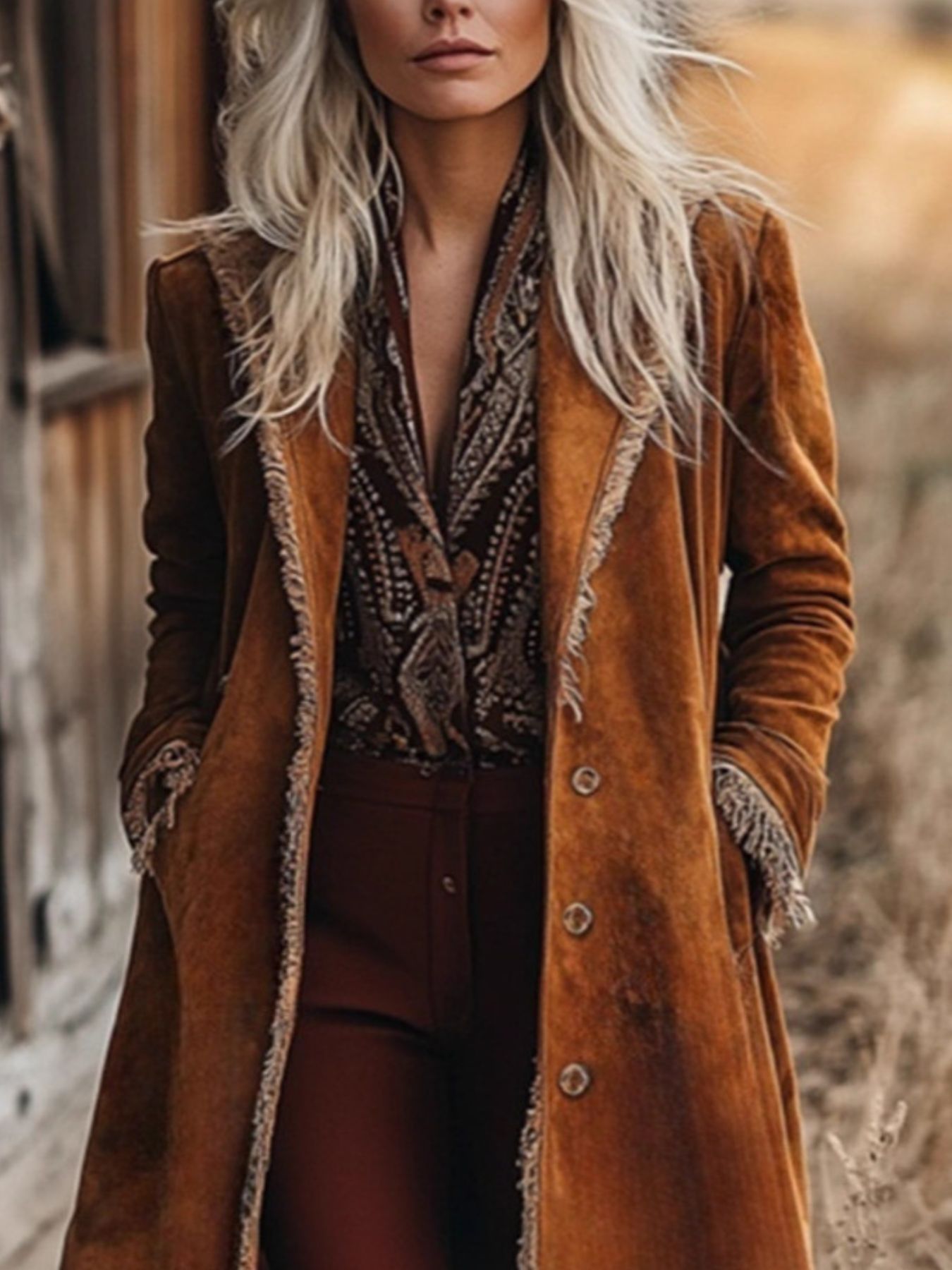 Fringe Trim Longline Outerwear