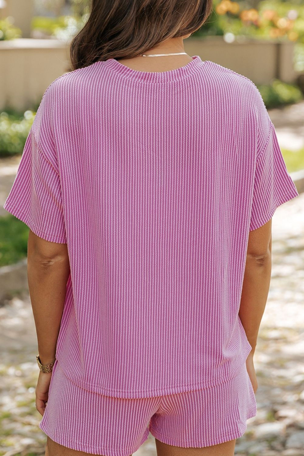 Ribbed Sequined Easter Bunny T-Shirt and Shorts Set